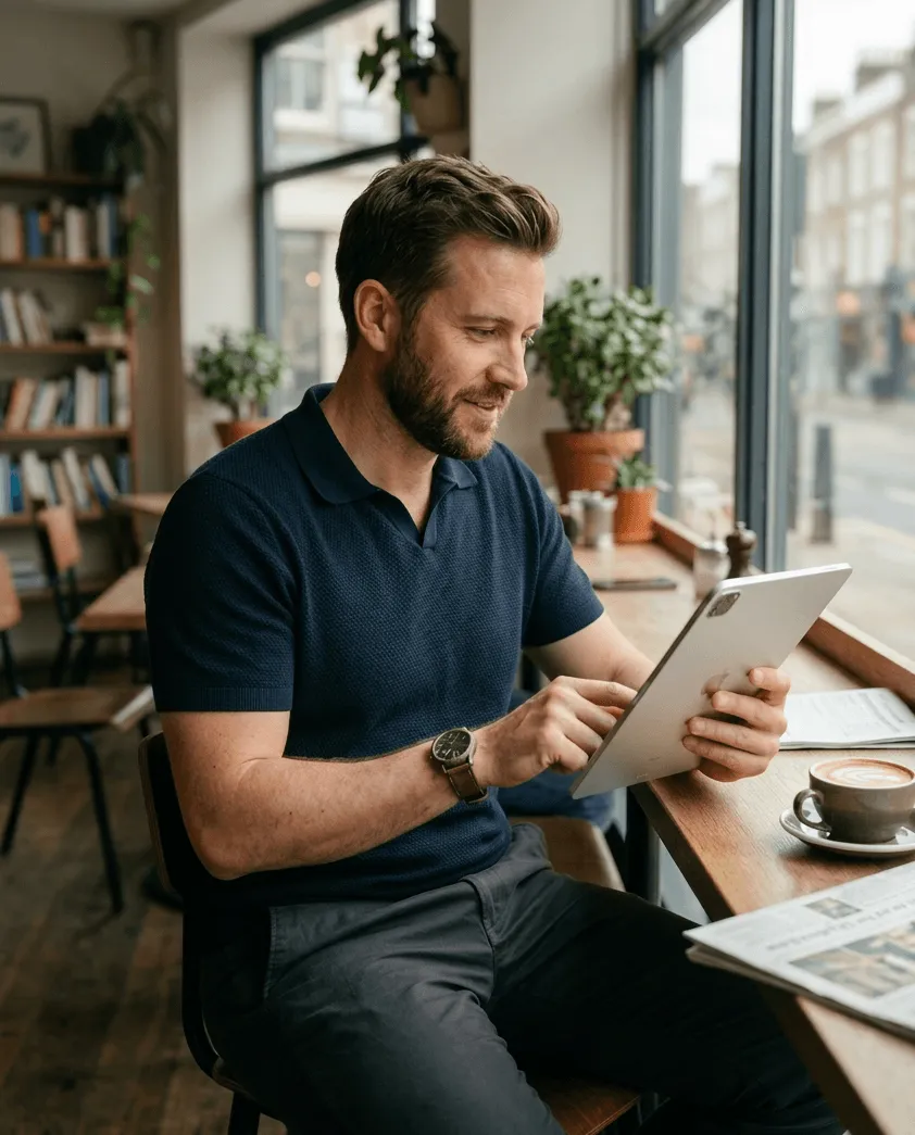 Privater Krypto-Investor mit Tablet